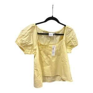 NWT Richer Poorer Sienna Smocked Crop Butter Yellow Women's Blouse Size S
